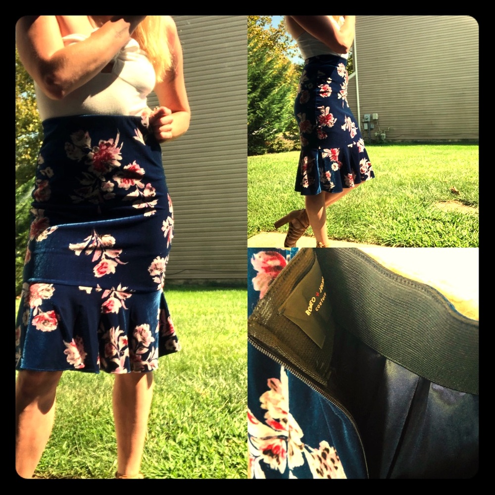 Bold Blue Velvet Fit’nFlare Skirt